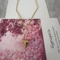 Double-layered gold necklace with letter T pendant and sparkling micro-pave stones - Letter T