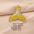 Yellow and silver glitter resin mermaid tail pendant charm with metal loop for jewelry - Yellow Silver Gradient (7)