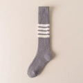Dicke Korallenvlies-Streifensocken in Grau für winterliche Wärme und Komfort - Einheitsgröße / Dunkelgrau