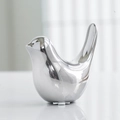 Minimalist silver ceramic bird sculpture with reflective mirror finish for home decor - Large / Silver
