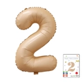 Cream 32 inch number 2 foil balloon with packaging for birthday party decor - 40-inch Caramel-colored 2-pack Paper Card