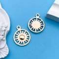 Golden sun-shaped metal charms with hollow design for DIY jewelry and necklaces - 1pc KC Gold Round Hollow Retro Sun 16x20mm