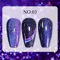 Detail of long purple cat eye nails with holographic shimmer and magnetic effect NO.03 - Dreamy Quicksand Cat Eye Gel 03