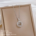 Zilveren klaverketting met kristallen, 3g gewicht, 1.2x1.9cm, ketting 40+5cm - Zilver (Titanium Stalen Ketting Koperen Micro-ingelegde Hanger)