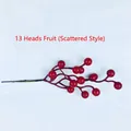 Artificial Christmas red berry branch with 13 dispersed glossy berries for DIY decor - 13-Head Red Berry
