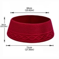 Detailed size chart of red cable-knit Christmas tree skirt collar with dimensions - Red