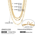 Dettaglio di collane multistrato in acciaio inossidabile placcato oro 18K con misure e pesi - Stile Oro (JDN0311226)