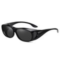 Glossy black fit-over polarized sunglasses with side windows for driving and outdoors - Bright Black Frame Black Lens Polarized C1