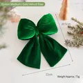 Nœud de Noël en velours vert pour décoration de sapin, taille moyenne 22cm x 20,5cm - (Vert Moyen) Nœud en velours doré