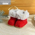 Red knit Christmas boot ornament with faux fur trim and gold hanging ribbon - Classic Red White Felt Style