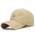 Beige quick-dry baseball cap with embroidered letter R and breathable laser-cut holes - Adjustable / Beige
