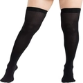 Bas noirs fins au-dessus du genou style Lolita avec revers renforcés pour femme - Taille unique / Chaussettes hautes en velours noir