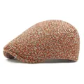 Classic ivy cap in orange tweed fabric, retro flat hat style for autumn and winter - 55-59cm Adjustable / Orange