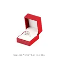 Square red leatherette ring box with white velvet interior, size 4.6x5.1x3.6cm - Pendant Box / Red Exterior White Interior