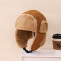 Bonnet aviateur d'hiver pour enfants camel avec doublure en peluche et protège-oreilles - Enfants 3-10 Ans / Café Clair