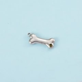 Silver dog bone pendant with olive green zircon inlay for DIY jewelry accessories - Steel August