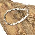 Zilveren titanium stalen armband met marquise schakels en kristallen op hout - 6.0mm Witte Steen-20+5CM