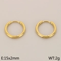 Minimalist 18K gold plated stainless steel hoop earrings measuring 15x2mm and weighing 2g - Classic Hoop Style (KE113996-KFC)