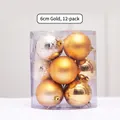 12-pack of 6cm golden Christmas ball ornaments with matte, glossy, and glitter finishes - 6cm Gold Boxed Ball (12 Pieces)