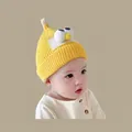 Toddler bright yellow knit beanie featuring 3D cartoon eyes and soft ribbed texture - Bird Hat Yellow (2 Months - 2 Years Old)