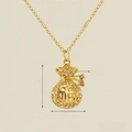 Chinesische Glücksbeutel-Halskette mit 18k Vergoldung, Edelstahl und Kristallen - Gold