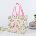 Sac cadeau de Pâques avec motif lapin et œufs, poignées roses pour chasse aux œufs - Style D09 / 20X20X15CM