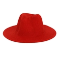 Cappello da cowboy in paglia intrecciata rosso acceso con tesa larga stile Fedora - Rosso