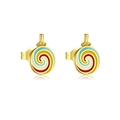 Pendientes de piruleta en plata S925 dorada con esmalte colorido y diseño de remolino - Bastón de caramelo de colores