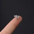 16G roestvrijstalen kraakbeen oorpiercing met cluster van vier heldere zirkonia steentjes - 4-Stenen Cluster Stijl (HSPJ334-3#S) / 3# Zilver