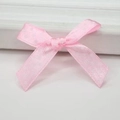 Pink satin ribbon bow with polka dots for wedding gift box and doll decoration - Pink