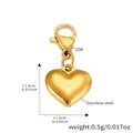 Ciondolo a cuore in acciaio inossidabile placcato oro 18K con chiusura a moschettone - Ciondolo a Cuore Lucido Dorato (Ciondolo Solo (Senza Catena)) / 1.3x1.2cm / Oro