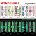 Glow-in-the-dark kids' watch tattoos with dinosaur and unicorn patterns in five styles - Luminous Watch Series