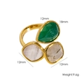 Ring mit 14K Gold-Beschichtung, grünem Tropfenstein und weißen Zirkoniasteinen - Mehrfarbig 8