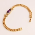 Bracelet doré pour femme avec zircon violet marquise et chaîne à maillons cubains - Or 18K / Violet