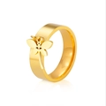 Minimalist gold plated stainless steel ring featuring a stylish dragonfly charm pendant - US 7 / Gold