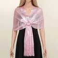 Rosa glitzernder Schal für Damen mit Fransen und elegantem runden Schnallenverschluss - 190cm / Rosé Mit Ring (16#)