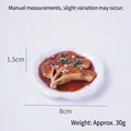 8cm miniature braised pork ribs model with white lace plate for display decoration - Tomahawk Steak / 8cm Torch Plate