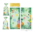 Jungle animal theme plastic gift bags 13x27.5cm with colorful cartoon patterns and gold ties - Jungle Animals 2-in-1