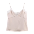 Débardeur en satin champagne avec dentelle délicate au col en V et fines bretelles - XS / Rose Clair