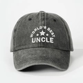 Casquette vintage en denim délavé gris foncé avec broderie World's Best Uncle - Taille unique / Noir