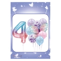 Number 4 purple butterfly balloon set for girls birthday party decoration - Number 4 Style