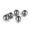 Five silver stainless steel spacer beads with small loops for jewelry making - 8mm Silver (5 Pieces/Pack) (KLJ6553-Z)