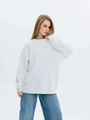 Classic white oversized round neck sweatshirt with drop shoulder and ribbed cuffs - S / White (Thin)