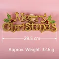 Golden Merry Christmas hanging sign with glitter texture and holly berry details - 29.5cm Gold