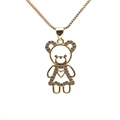 Exquisite vergoldete Teddybär-Halskette mit weißen Zirkonia-Steinen und Herz-Ausschnitt - Hohler Herz-Kleid-Bär