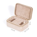 Beige velvet double-layer jewelry box for girls with zipper and size dimensions - Milk Coffee