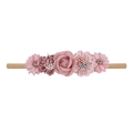 Pink floral baby headband with soft elastic nylon and delicate rhinestone accents - Style 19