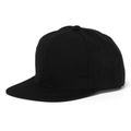 Casquette hip-hop noire classique à bord plat en sergé de coton avec style à 6 panneaux - Noir