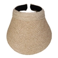 Visière en paille de raphia à large bord minimaliste avec doublure élastique noire - M(56-58cm) / Raphia Naturel