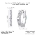 Minimalist S925 silver hexagonal moissanite earrings in 18K white gold plated finish - Silver/E13243
